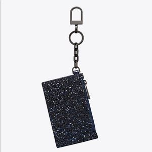 Tory Burch Robinson Glitter Card Holder || Black